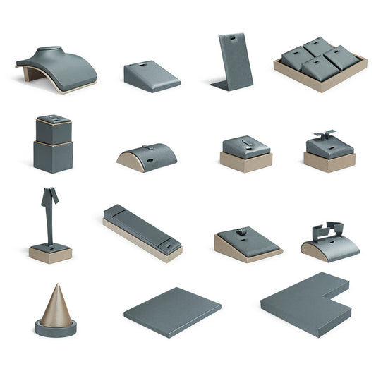 ring display and necklace display - Gray Necklace Ring Stand Display C01024 front view
