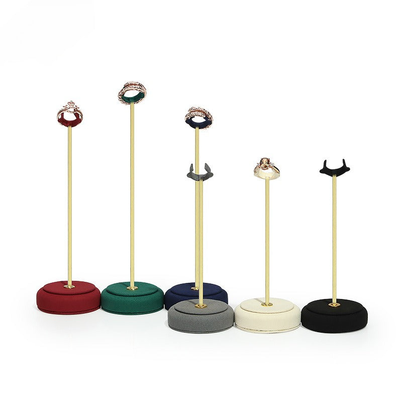 ring display - Gold Velvet Metal Ring Display Stand Holder C02836 front view