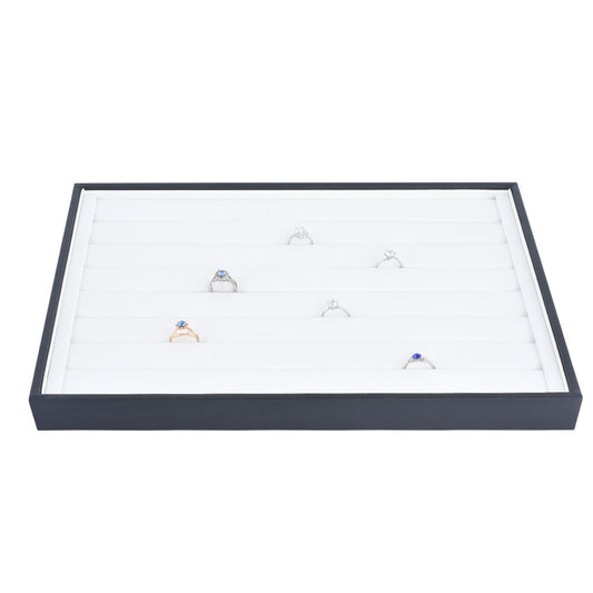 ring display - White PU Leather Ring Tray Display T001-R PU-W front view