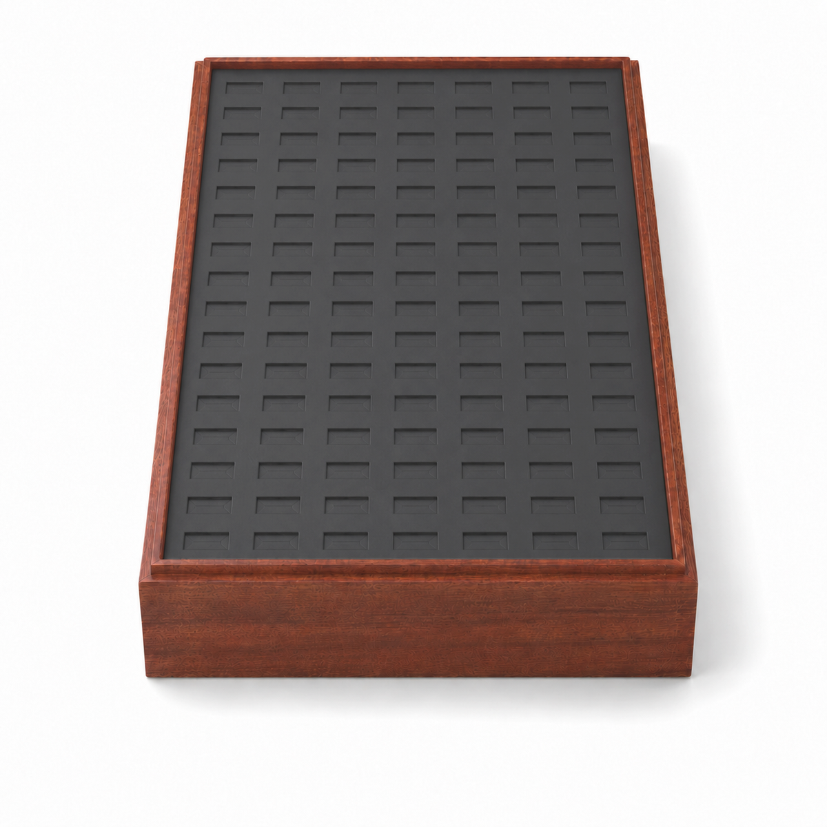 ring display - Wooden 120-Slot Ring Display Tray with Black Insert Jewelry Showcase Organizer T025R120-BK detail view