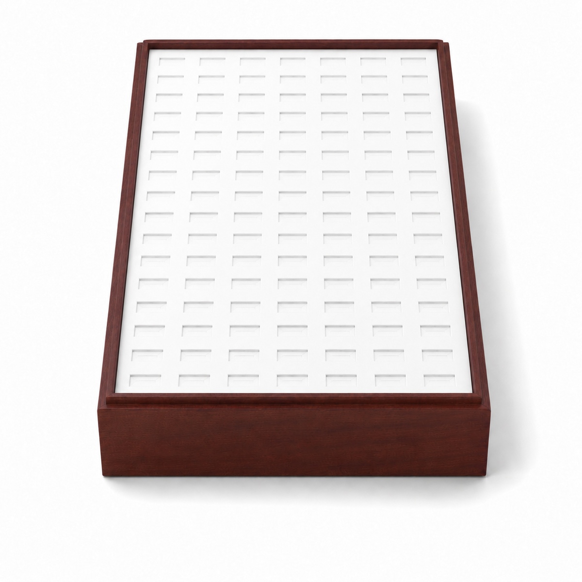 ring display - Wooden 120-Slot Ring Display Tray with White Insert Jewelry Organizer T025R120-W detail view