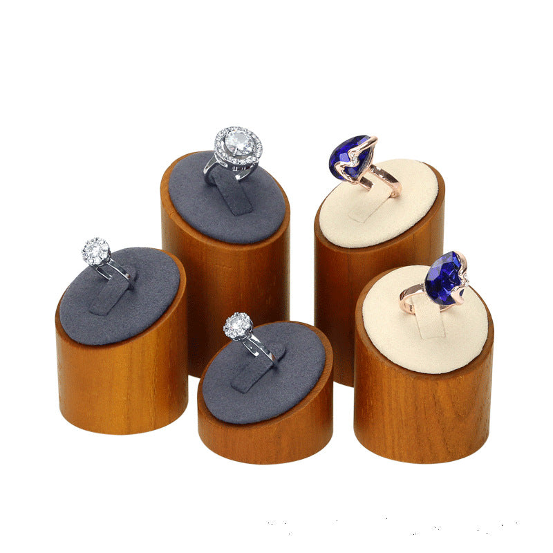 ring display - Wooden Wood Ring Display Stand Holder C02456 front view