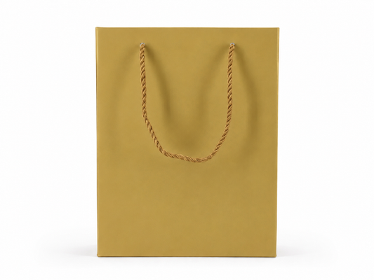 Dimensions for gold large portrait paper tote gift bag: 7.75 × 4.25 × 10.25 in