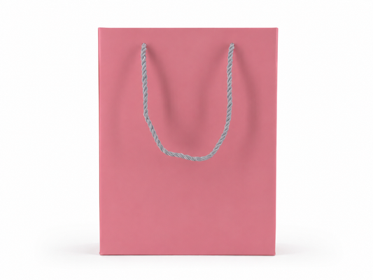 Dimensions for pink large portrait paper tote gift bag: 7.75 × 4.25 × 10.25 in