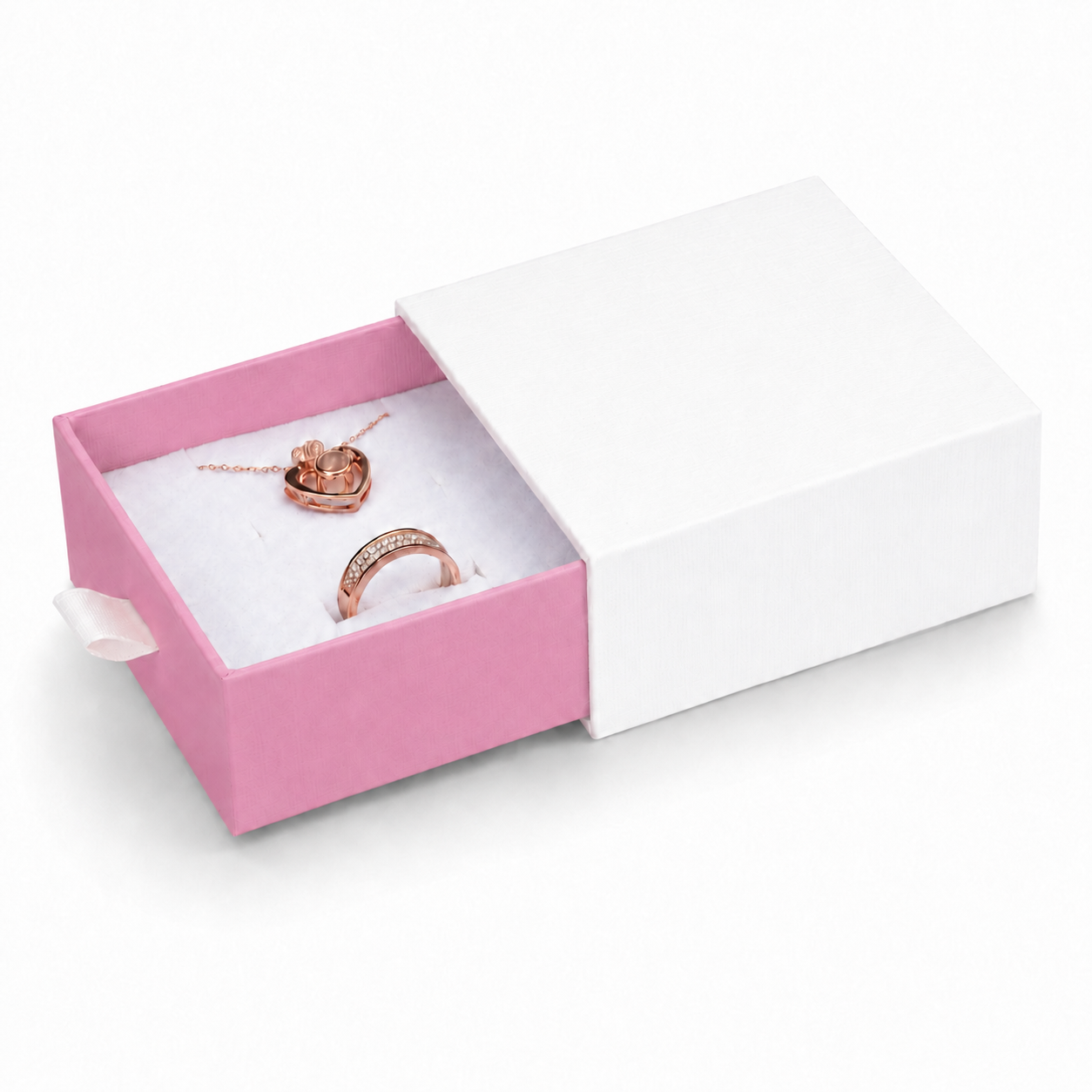 White & Pink Drawer Jewelry Boxes – 24 Pack