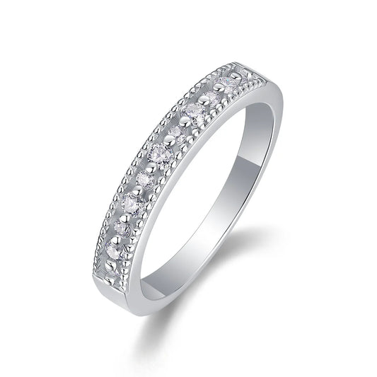 sterling silver jewelry - Silver Ring SLM0120R-White-6 front view