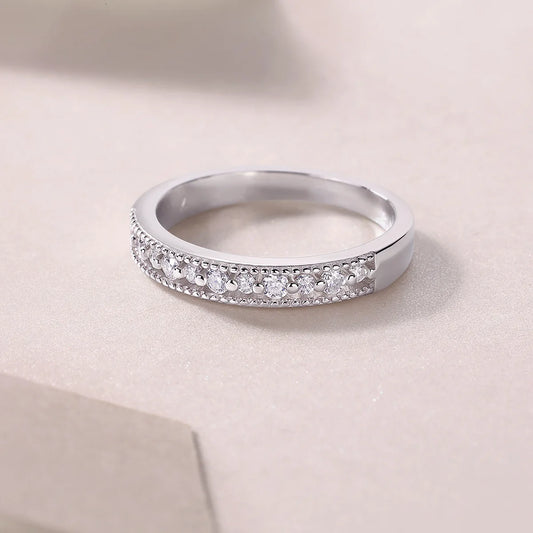 sterling silver jewelry - Silver Ring SLM0120R-White-6 open view