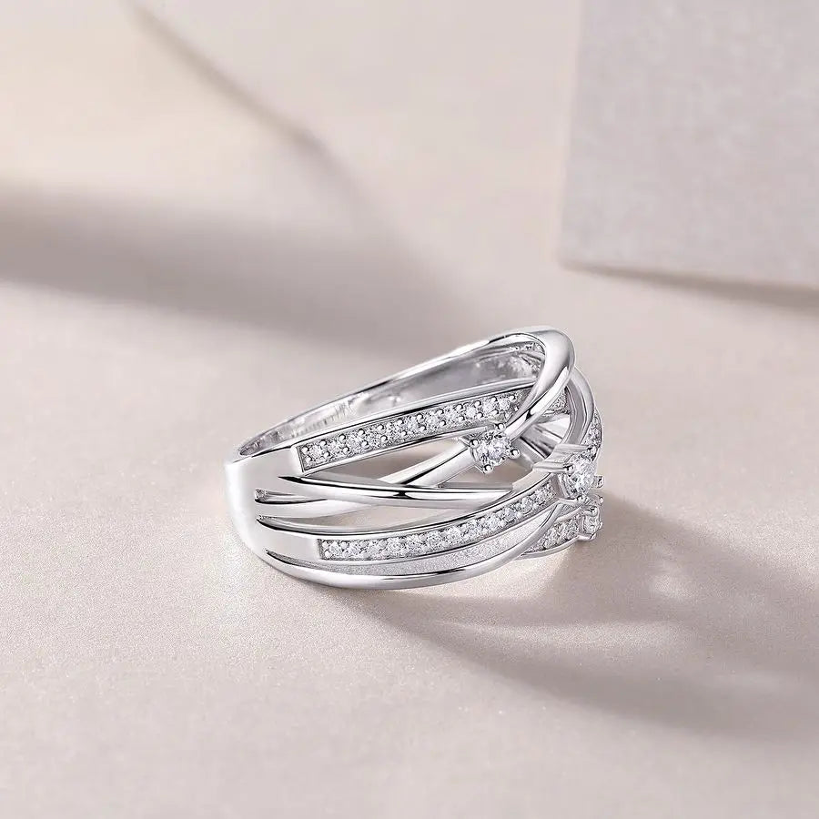 sterling silver jewelry - Silver Ring SLM0047R-White-6 detail view