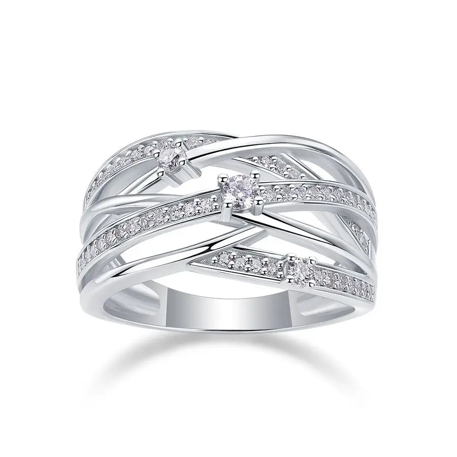 sterling silver jewelry - Silver Ring SLM0047R-White-6 open view