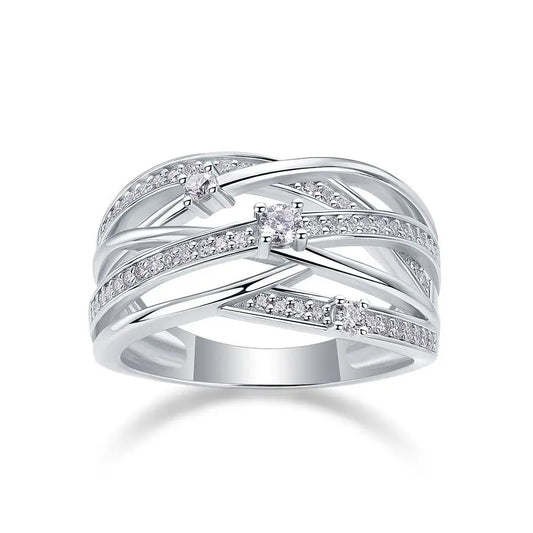 sterling silver jewelry - Silver Ring SLM0047R-White-6 open view