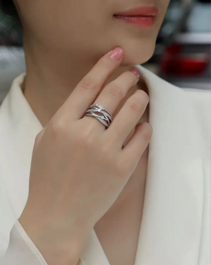 sterling silver jewelry - Silver Ring SLM0047R-White-6 product view 05