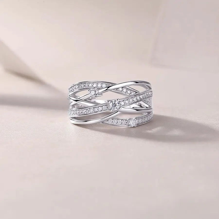 sterling silver jewelry - Silver Ring SLM0047R-White-6 side view