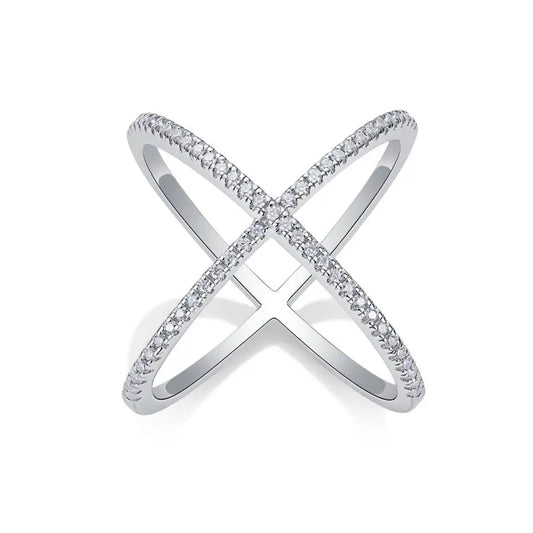 sterling silver jewelry - Silver Ring SLM0100R-White-6 front view
