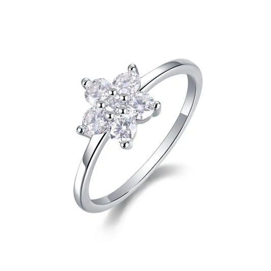 sterling silver jewelry - White Gold Ring SLM0094R-White-6 front view