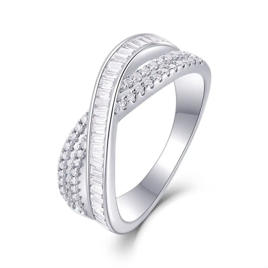 sterling silver jewelry - 925 Silver Silver Jewelry SLM0102R-White-6 front view
