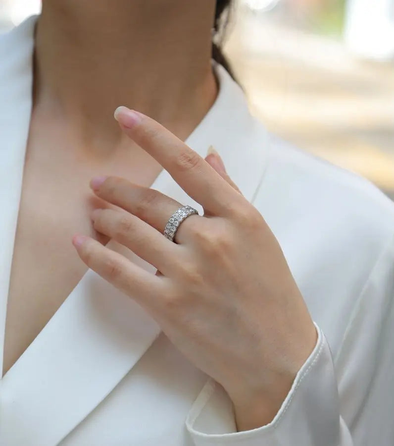 sterling silver jewelry - 925 Silver Ring SLM0121R-White-6 detail view