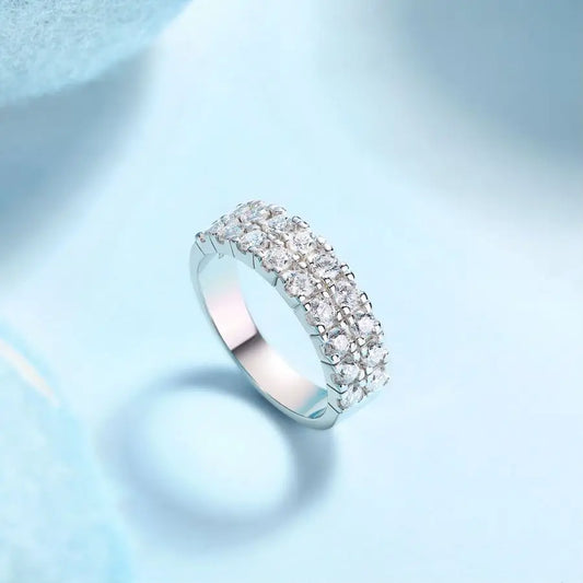 sterling silver jewelry - 925 Silver Ring SLM0121R-White-6 open view