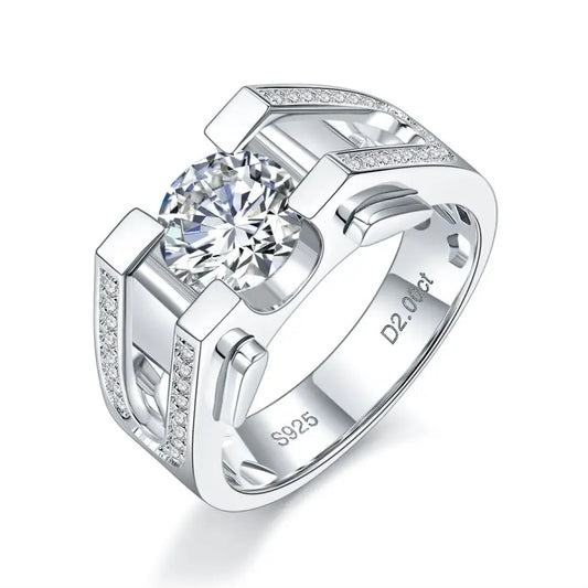 sterling silver jewelry - 925 Silver Ring SLM0058R-1CT-6 front view