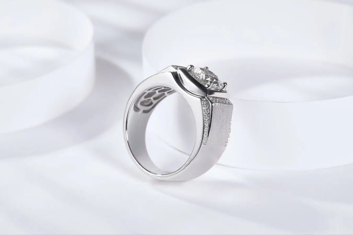 sterling silver jewelry - 925 Silver Gold Ring SLM0061R-1CT-6 open view