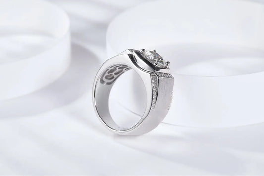 sterling silver jewelry - 925 Silver Gold Ring SLM0061R-1CT-6 open view