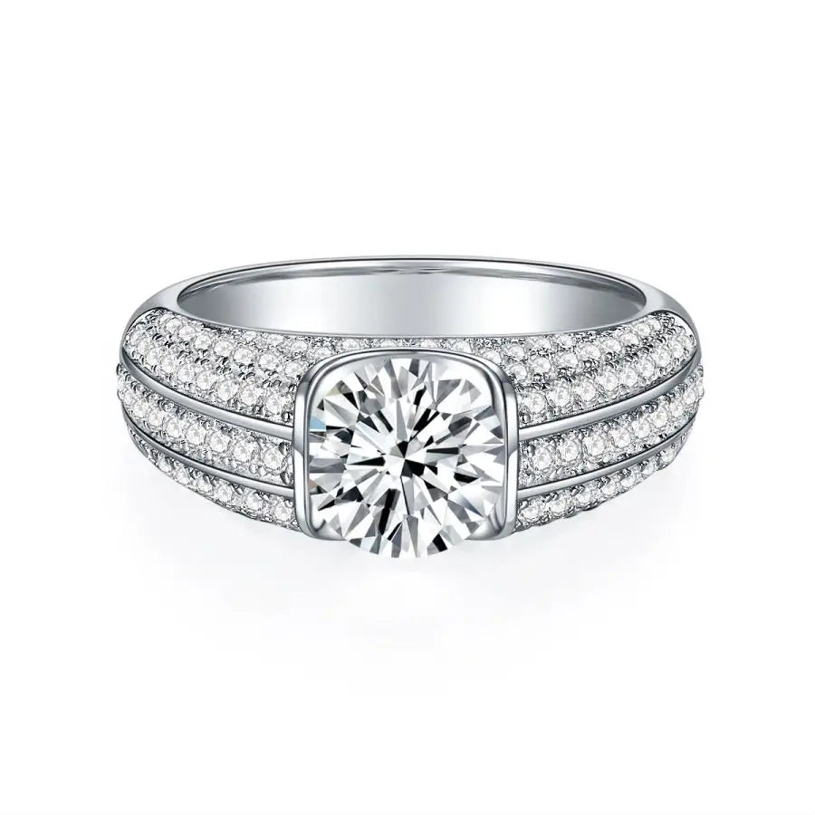 sterling silver jewelry - 925 Silver Ring SLM0059R-1CT-6 open view