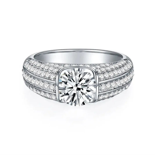 sterling silver jewelry - 925 Silver Ring SLM0059R-1CT-6 open view