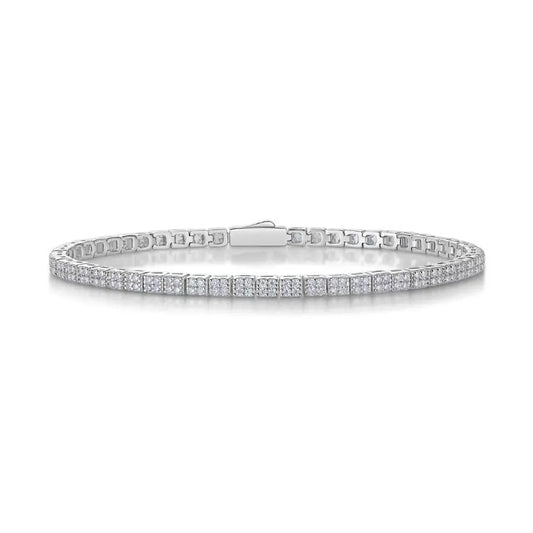 sterling silver jewelry - 925 Silver Bracelet SLM0023B-White-19cm front view