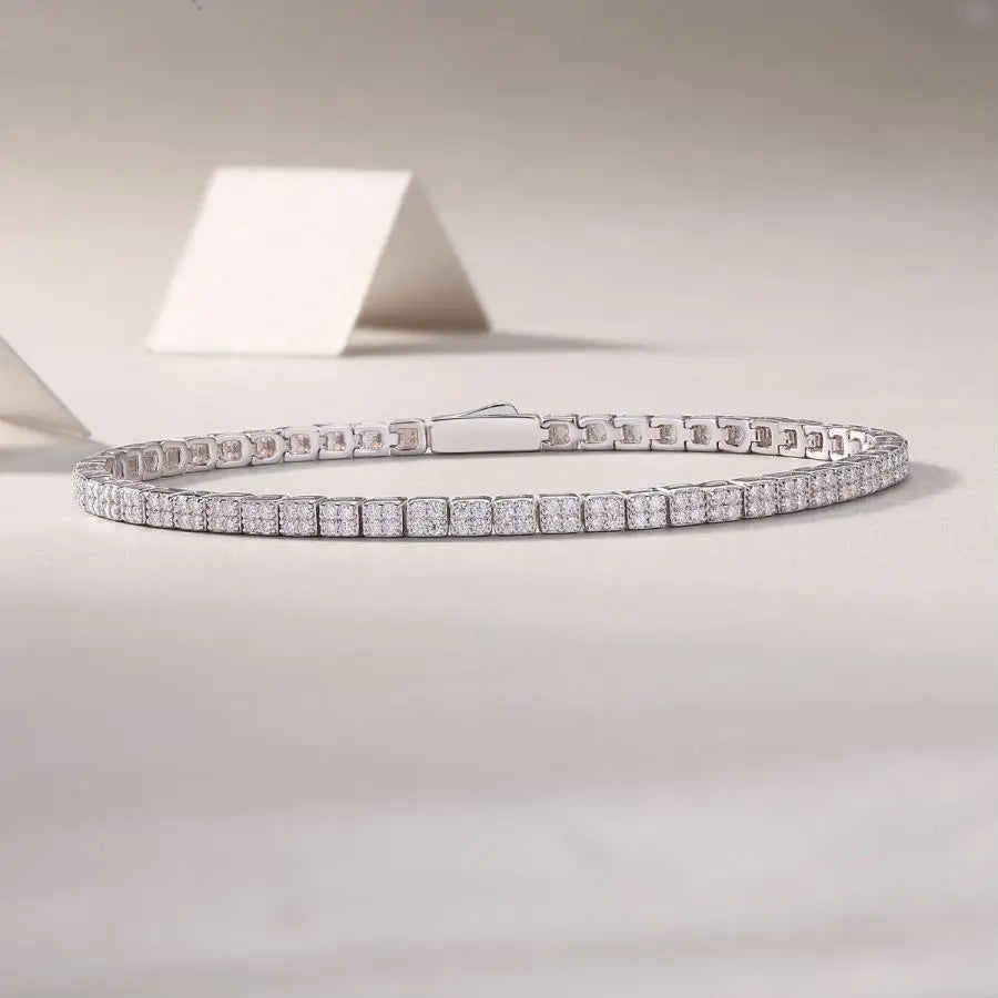 sterling silver jewelry - 925 Silver Bracelet SLM0023B-White-19cm side view