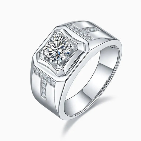 sterling silver jewelry - Silver Ring SLM0089R-White-6 front view