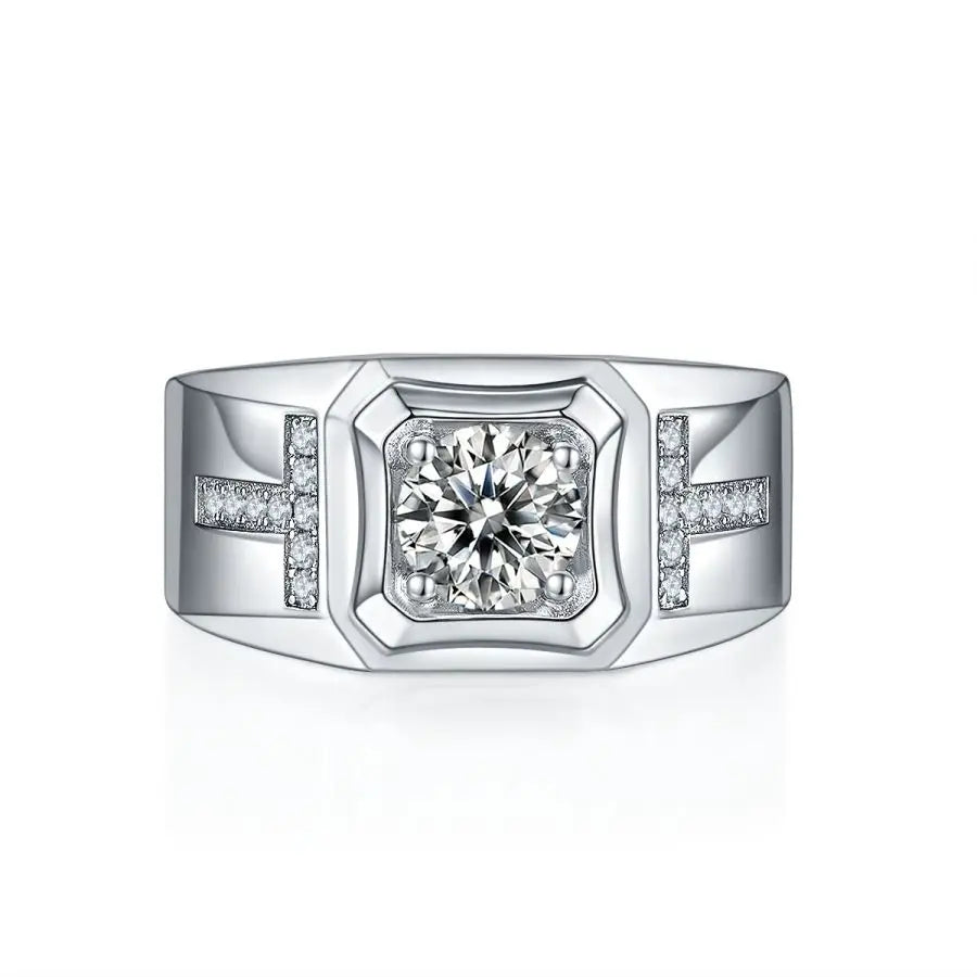 sterling silver jewelry - Silver Ring SLM0089R-White-6 side view