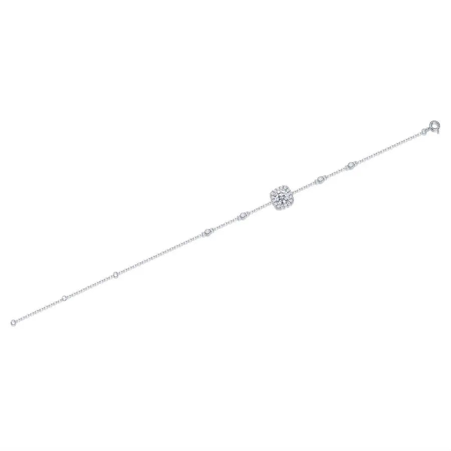 sterling silver jewelry - Silver Bracelet SLM0021B-White-16cm+5cm open view