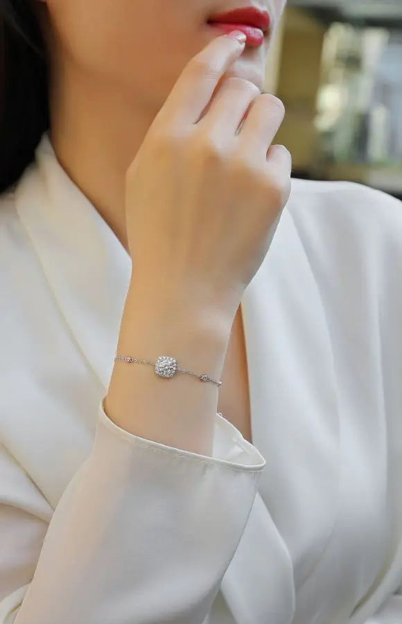 sterling silver jewelry - Silver Bracelet SLM0021B-White-16cm+5cm product view 06