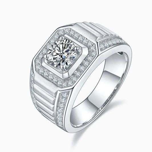 sterling silver jewelry - Silver Ring SLM0087R-White-6 front view