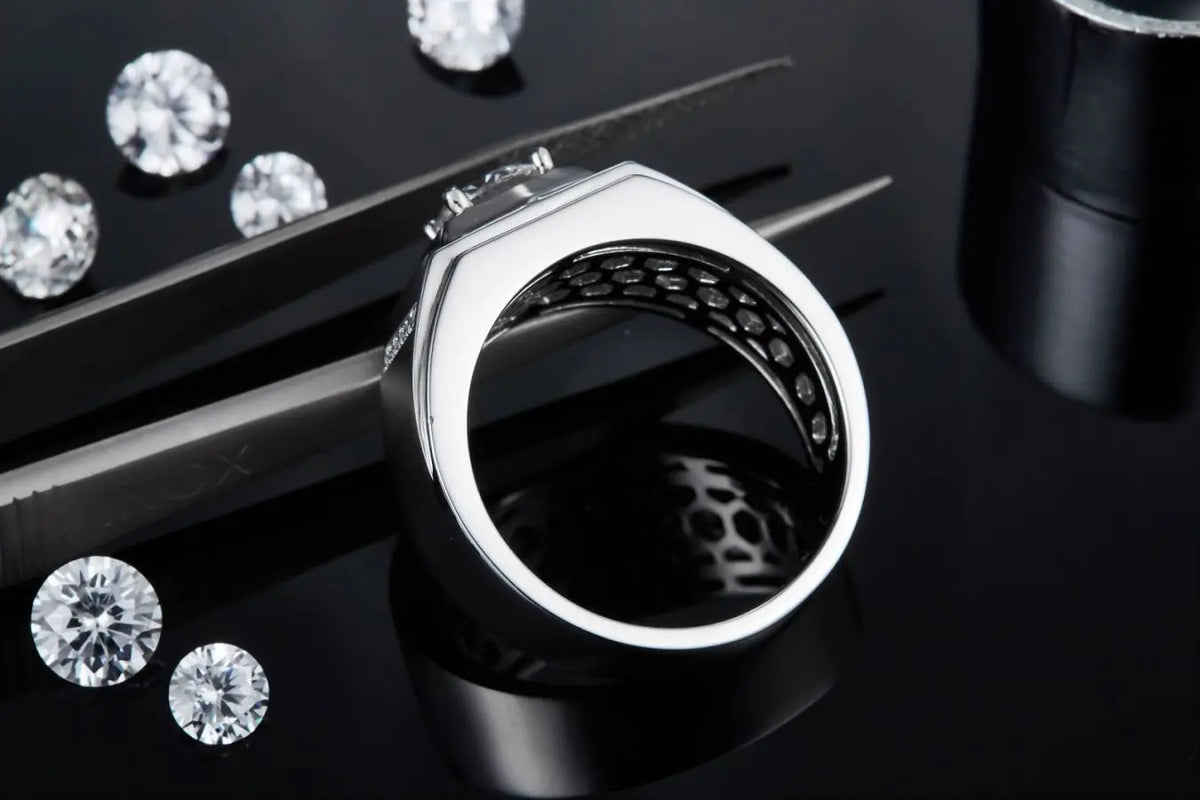 sterling silver jewelry - Silver Ring SLM0084R-White-6 detail view