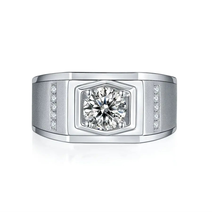 sterling silver jewelry - Silver Ring SLM0084R-White-6 open view