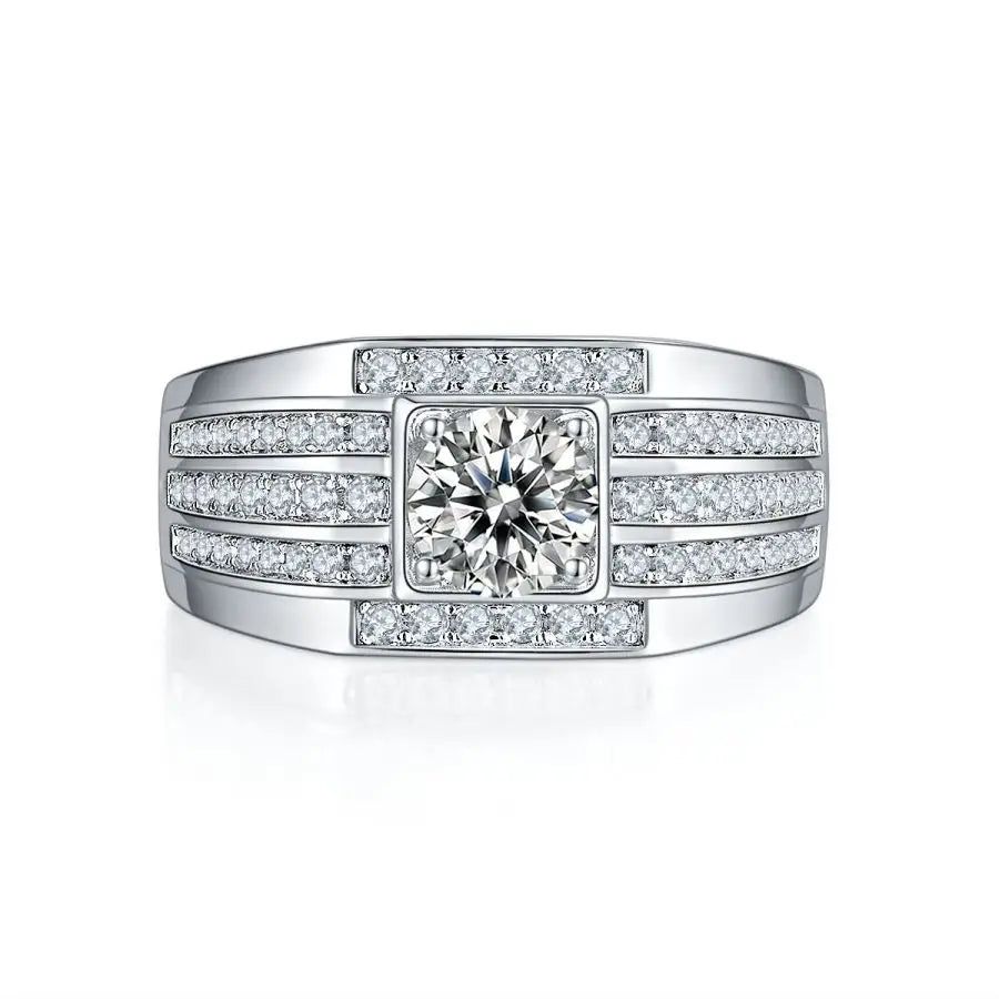 sterling silver jewelry - 925 Silver Ring SLM0083R-White-6 side view