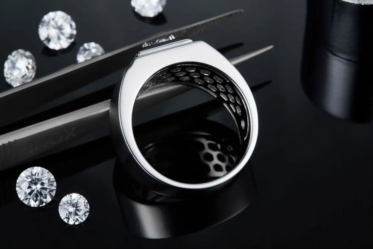 sterling silver jewelry - Silver Ring SLM0079R-White-6 detail view