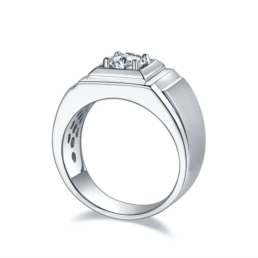 sterling silver jewelry - Silver Ring SLM0079R-White-6 side view