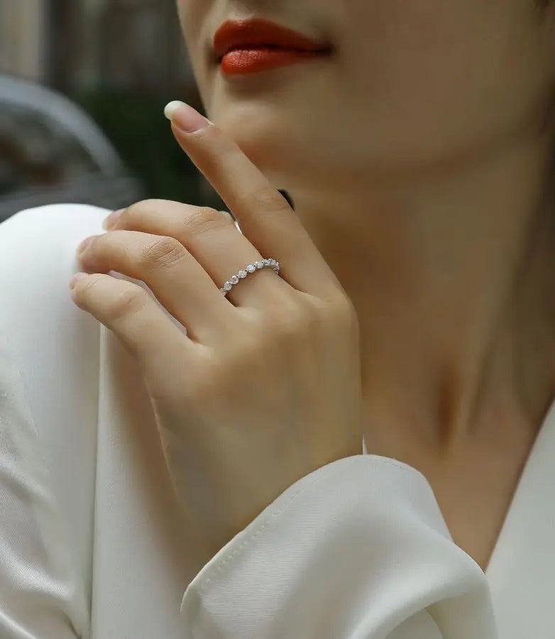 sterling silver jewelry - Silver Ring SLM0116R-White-6 detail view