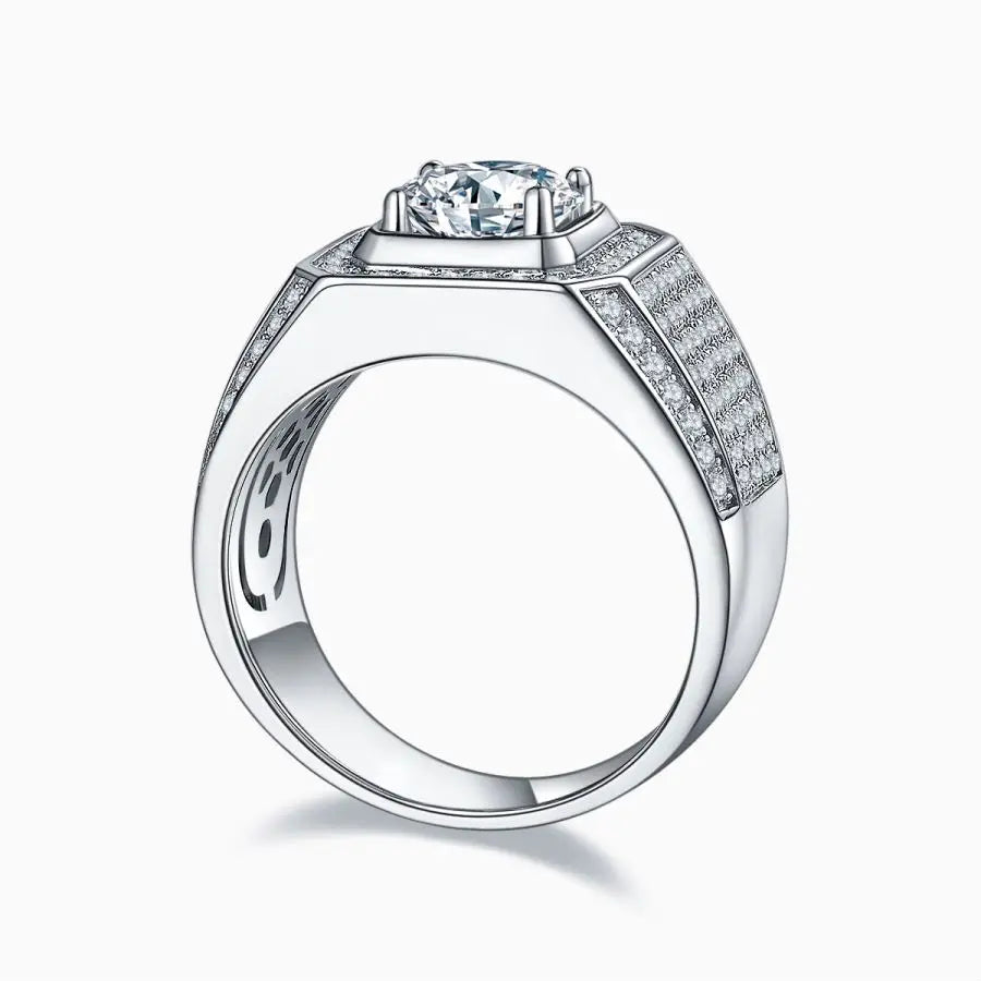 sterling silver jewelry - Silver Gold Ring SLM0067R-silver-6 side view