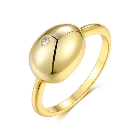 sterling silver jewelry - Silver Ring SLM0044R-Golden-6 front view