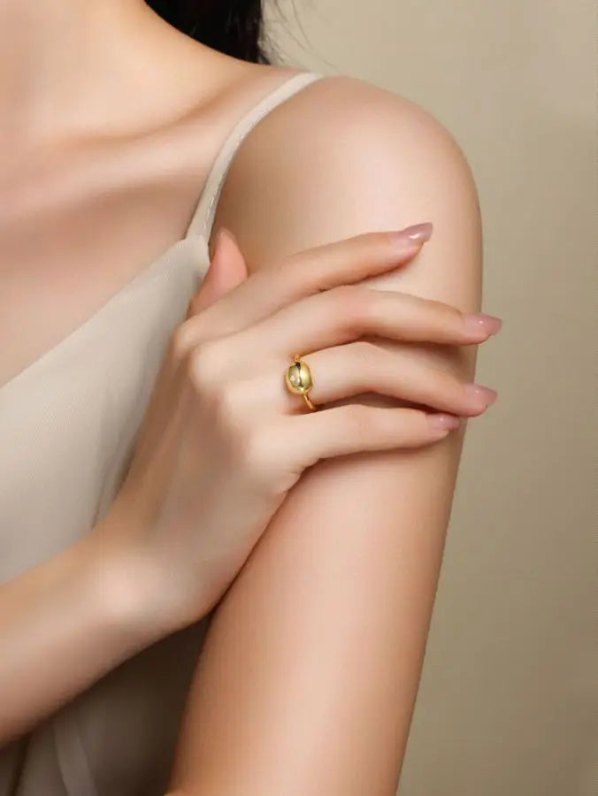 sterling silver jewelry - Silver Ring SLM0044R-Golden-6 product view 05