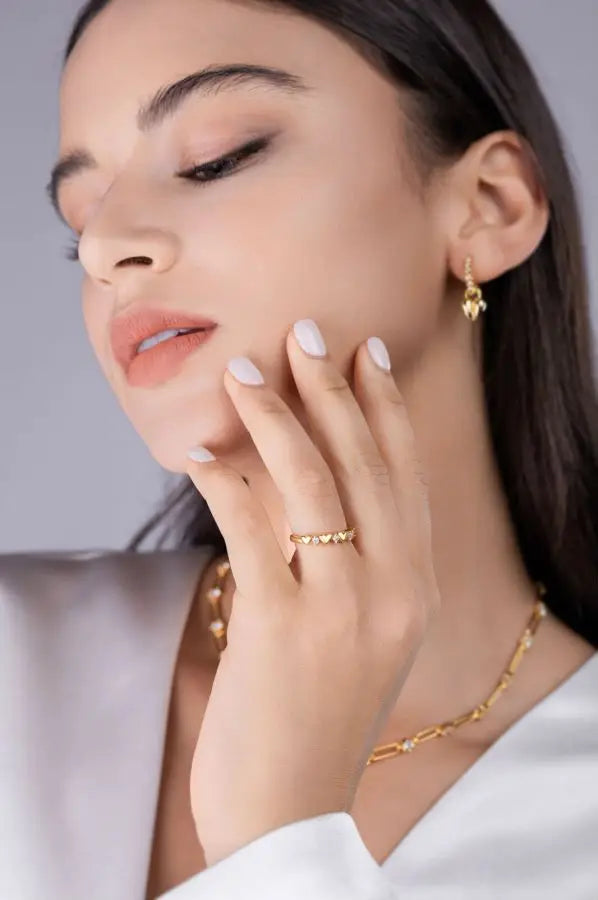 sterling silver jewelry - 925 Silver Gold Ring SLM0124R-Gold-9 product view 05