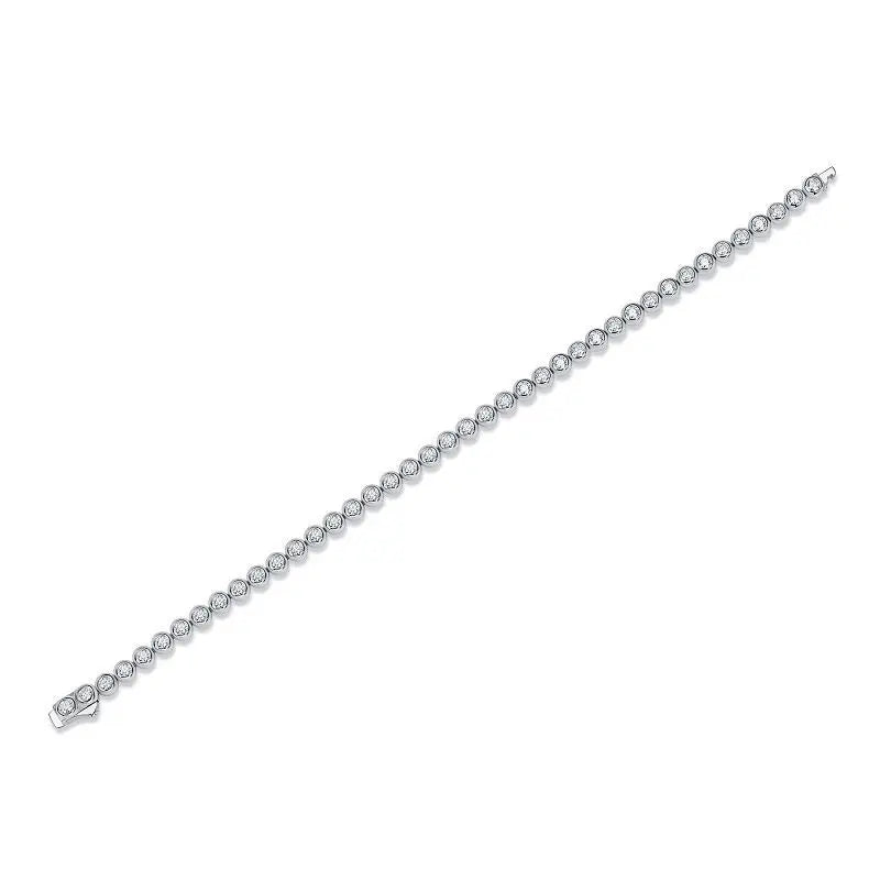 sterling silver jewelry - 925 White Gold Bracelet SLM0024B-White-17cm open view