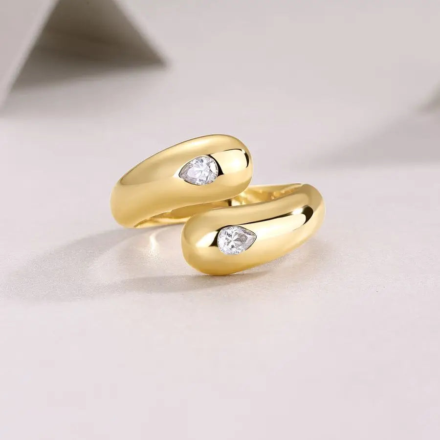 sterling silver jewelry - 3x4mm Silver Gold Ring SLM0045R-Golden-6 detail view
