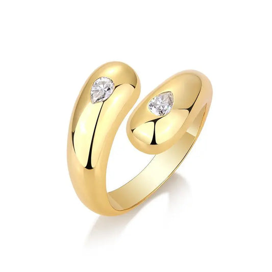 sterling silver jewelry - 3x4mm Silver Gold Ring SLM0045R-Golden-6 front view