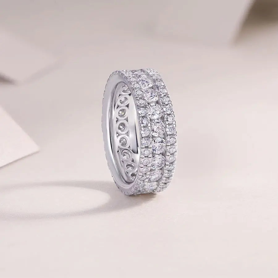 sterling silver jewelry - 100 Silver Ring SLM0095R-White-6 detail view