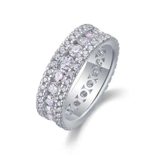 sterling silver jewelry - 100 Silver Ring SLM0095R-White-6 front view
