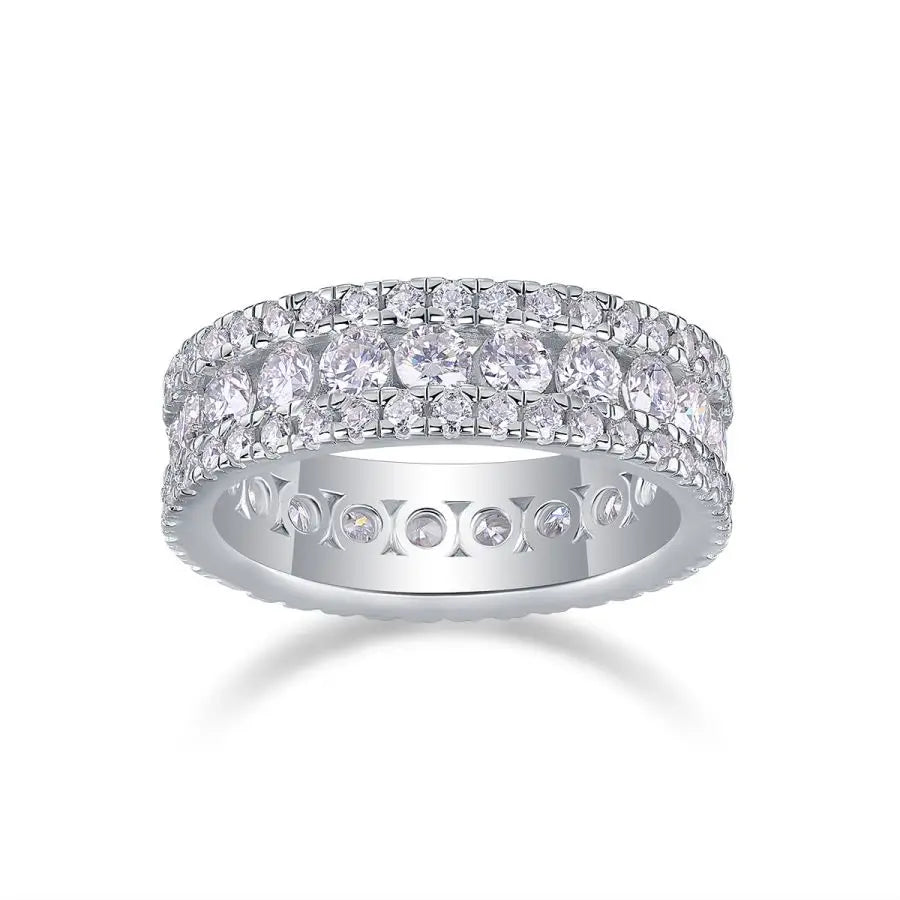 sterling silver jewelry - 100 Silver Ring SLM0095R-White-6 open view