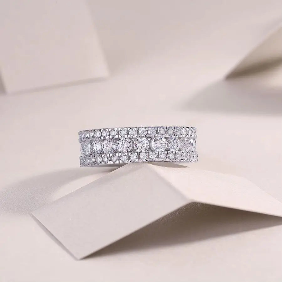 sterling silver jewelry - 100 Silver Ring SLM0095R-White-6 side view